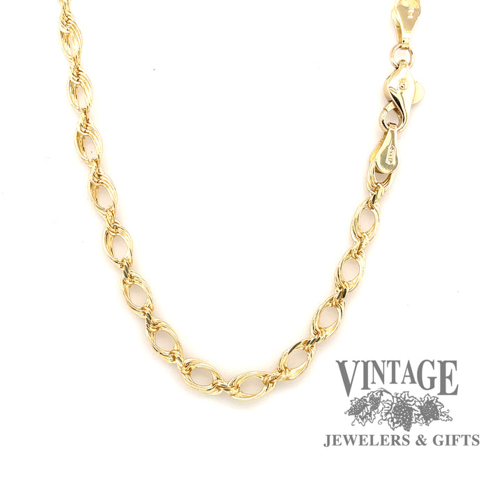 14K  yellow gold 20" large open oval link cable/rope chain 