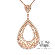 18 karat rose gold 1.29 carat total weight diamond pear shape pendant