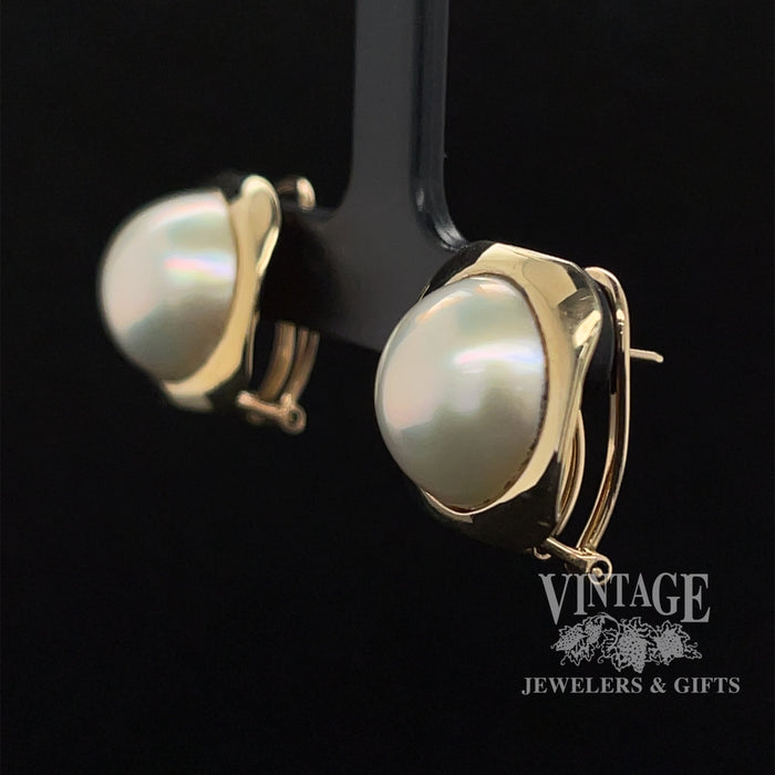 Mabe pearl 14ky ear clips