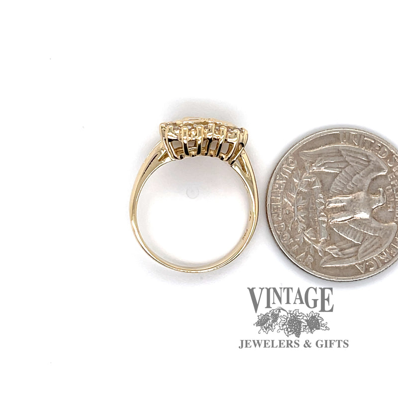 Quinceanera CZ 14ky gold ring quarter for scale