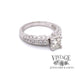 18 karat white gold princess cut diamond engagement ring, angled view other side