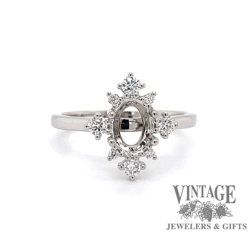 14 karat white gold diamond semi mount ring