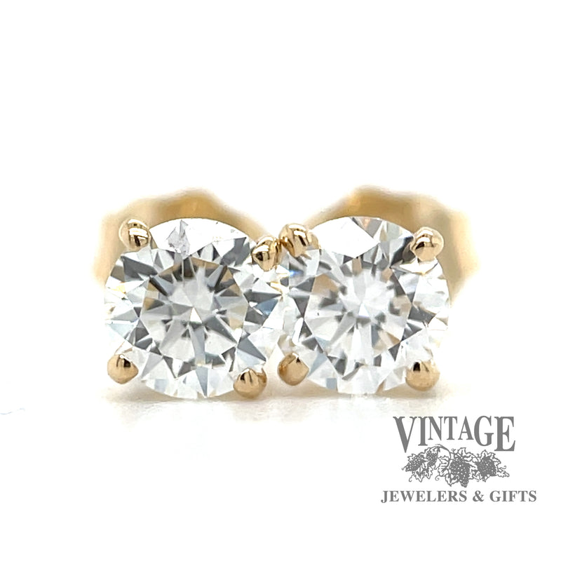 .80 ctw round lab diamond 14ky gold stud earrings