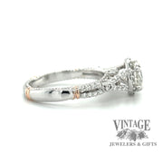 14kw and rose gold designer diamond ring by Verragio side