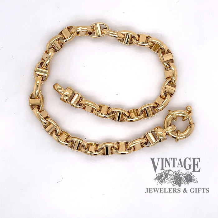 Vintage 18K Two-Toned Round and Mariner Link Bracelet - Ruby Lane