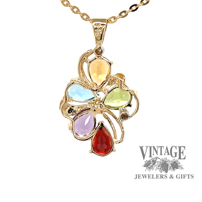 Multi-color stone 14ky gold pendant — Vintage Jewelers & Gifts,