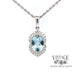 14 karat white gold aquamarine and diamond 18" necklace