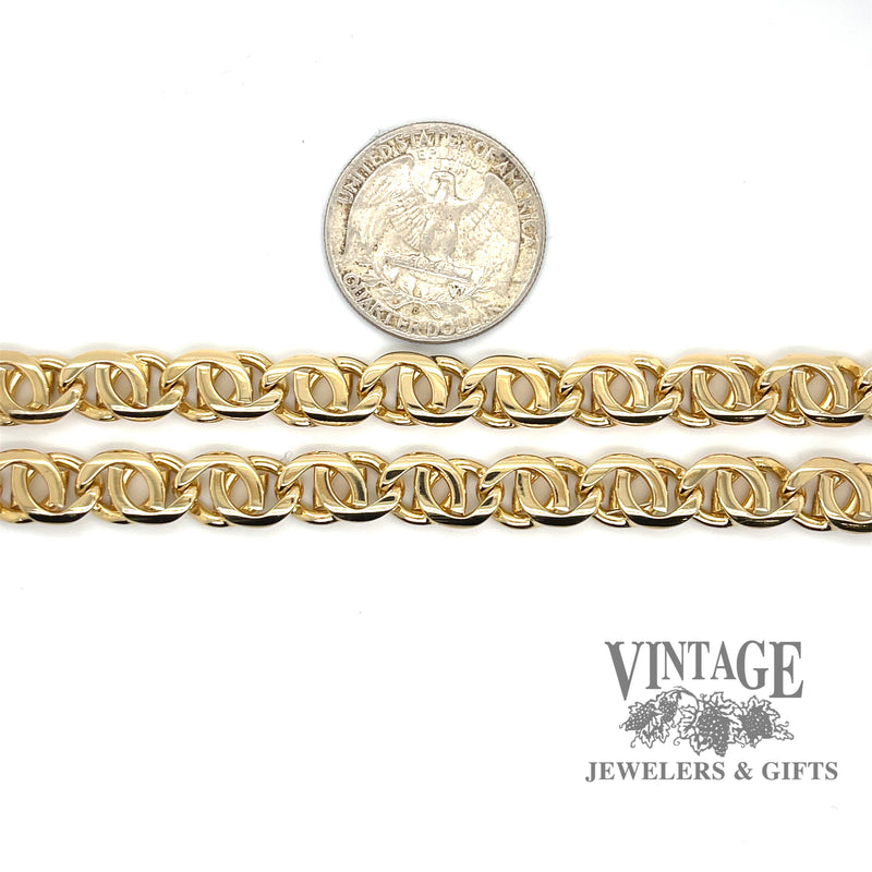 19” interlocked curb link 18ky solid gold 8 mm chain