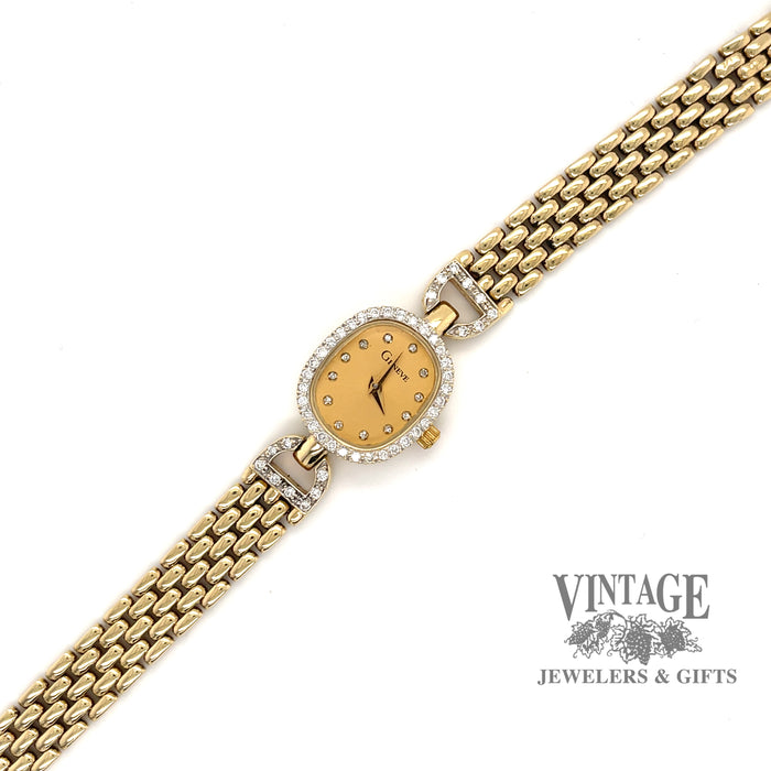 Ladies Geneve 14k gold diamond watch
