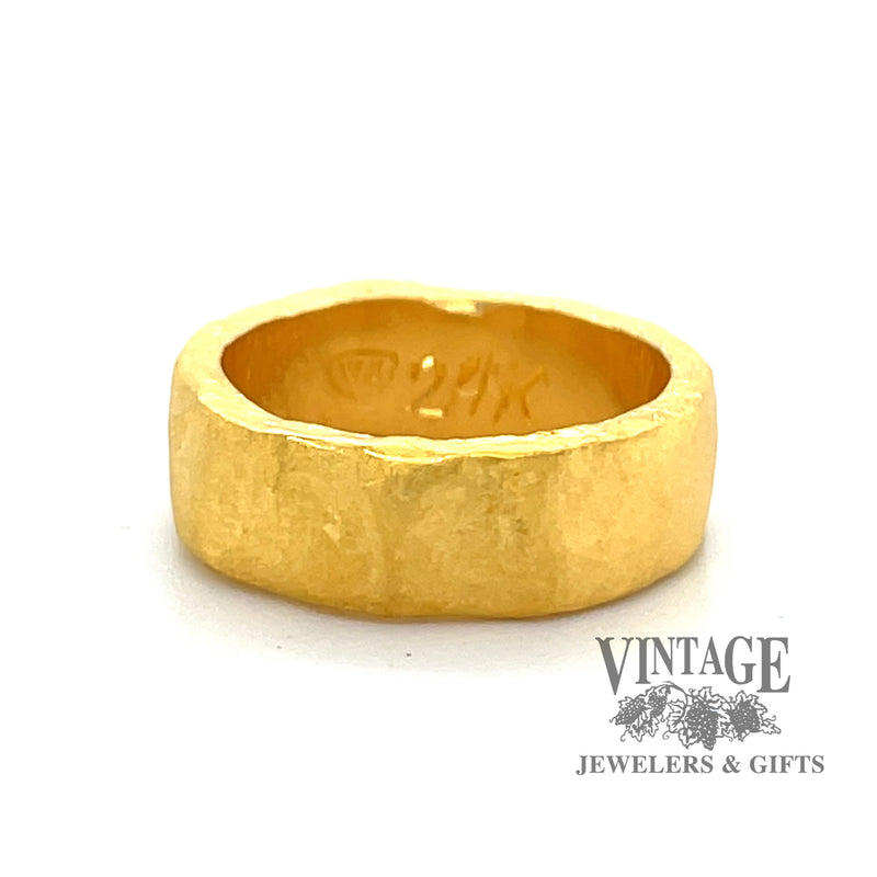 24 karat gold hand forged rustic 7mm ring