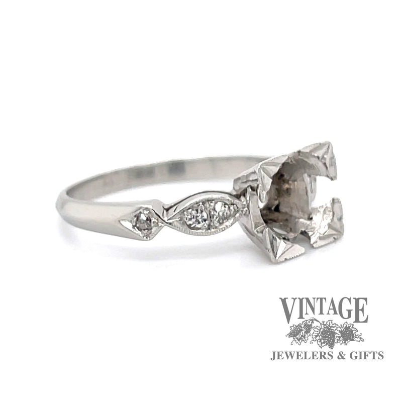 Antique platinum illusion head ring for 7.5 mm round stone