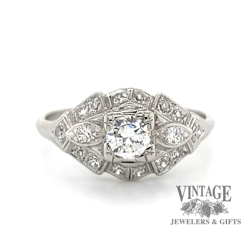 .64 carats total weight vintage platinum Art Deco diamond ring
