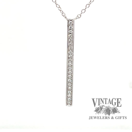 14 karat white gold diamond bar pendant