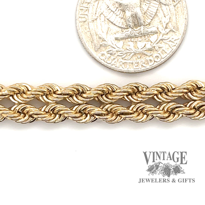 Solid double rope chain 8.7 mm 14k bracelet
