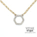 14 karat yellow and white gold hexagonal pave diamond  paperclip link necklace