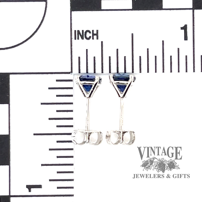 1.61 carat blue natural sapphire platinum stud earrings