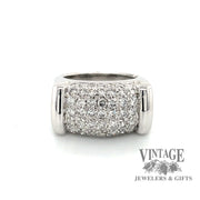 14 karat white gold pave' diamond bar style ring, from top
