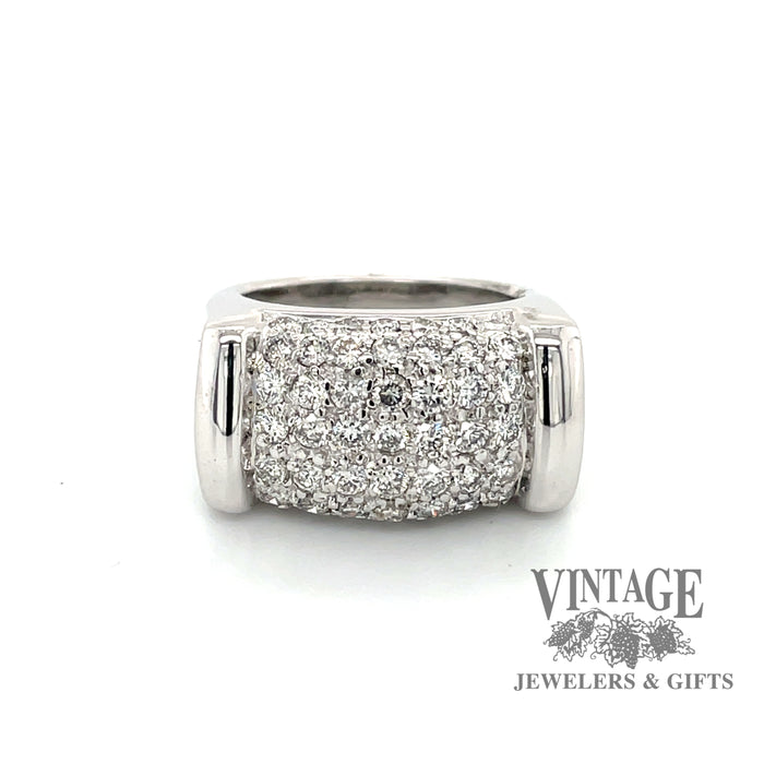 14 karat white gold pave' diamond bar style ring, from top