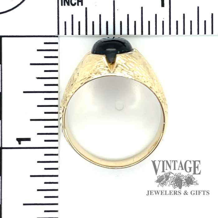 7.25 carat black star sapphire 14ky gold ring scale