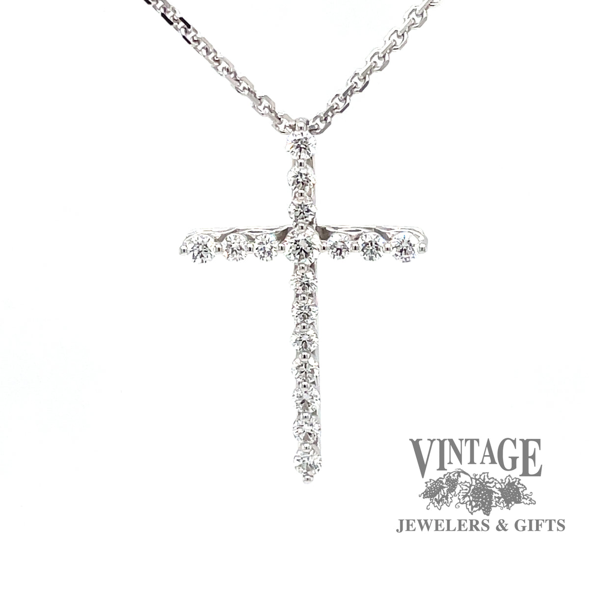 .62ctw Diamond cross 14 karat white gold