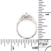 Vintage inspired 14kw diamond ring for 1 carat center stone scale