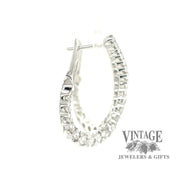 Twisted diamond 1.5CTW 14kw gold hoop earrings, side