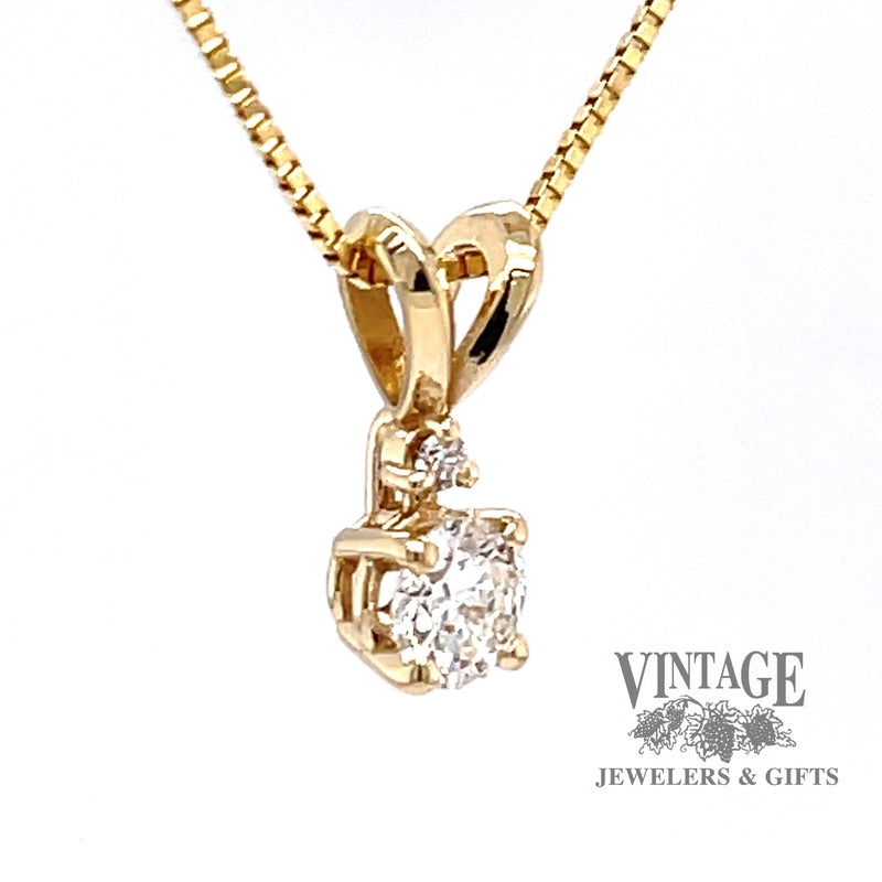 .35 CTW two stone 14ky gold diamond pendant