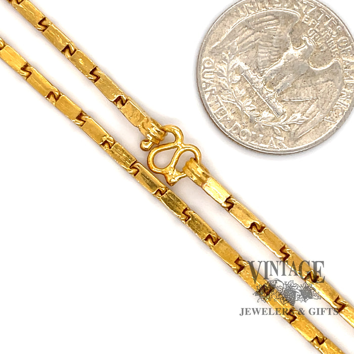 17” 2.3 mm 24 karat gold square link style  chain