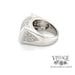 14 karat white gold pave' diamond bar style ring, side view 