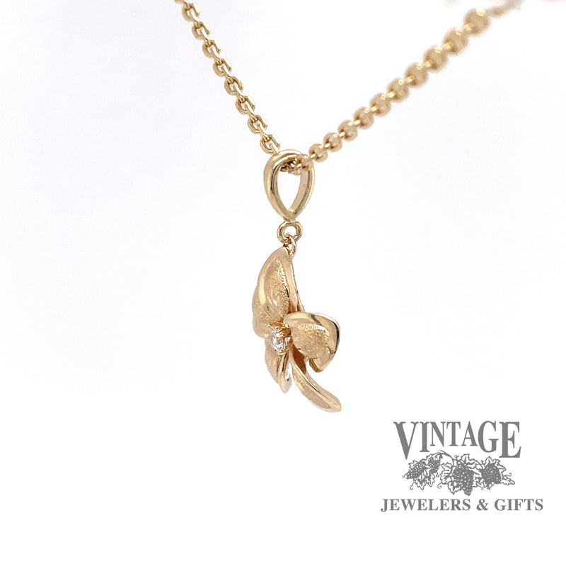 Plumeria flower 10k gold pendant
