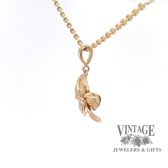 Plumeria flower 10k gold pendant