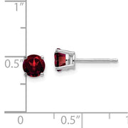 14 karat white gold 5 mm round natural Garnet stud earrings