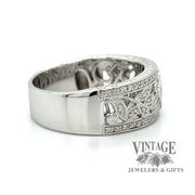 Diamond scroll 14kw gold ring side