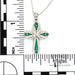 14 karat white gold emerald, diamond and enamel cross pendant, with measurement