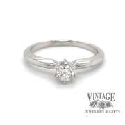 14 karat white gold .18ct diamond solitaire ring 