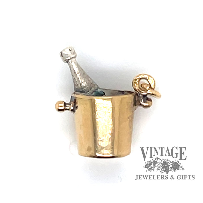Champagne bucket charm in two tone 14k gold