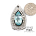 18 karat white gold Art Deco Aquamarine, diamond and pearl pendant/pin, shown with quarter for size reference