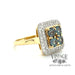 Alexandrite and diamond 18ky gold ring angle