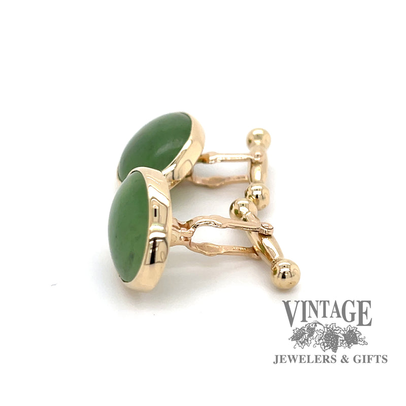 Vintage Jadeite 14ky gold cufflinks side