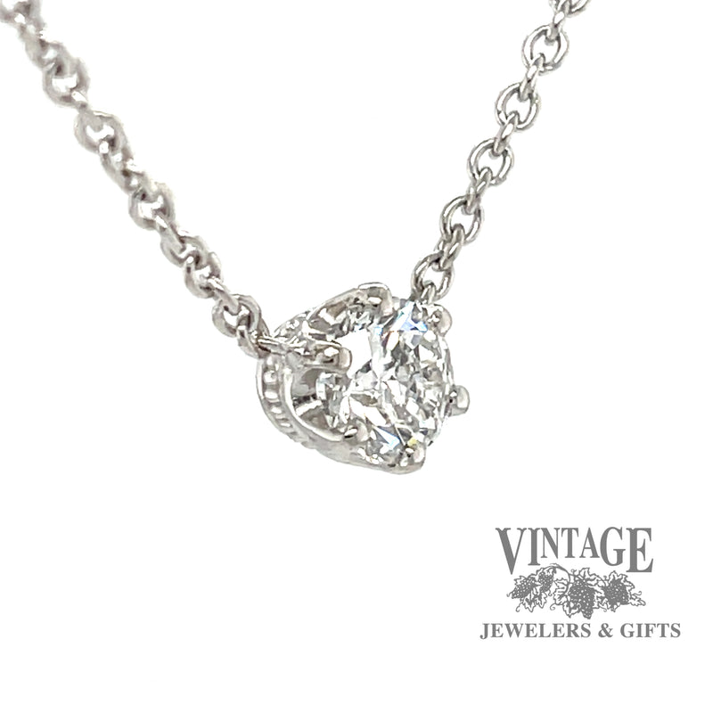 1.0 carat natural diamond platinum solitaire necklace