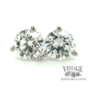14 karat white gold 1.02 carat total weight natural diamond martini style stud earrings , close up