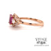 18 karat rose gold natural pink sapphire and diamond ring, side view