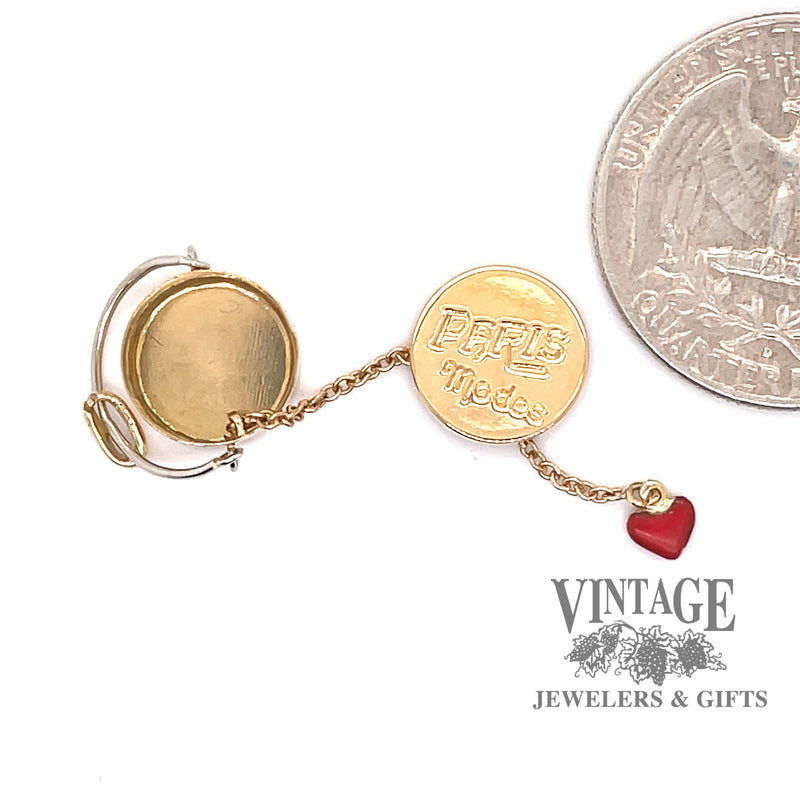 Paris souvenir 18ky gold box charm with enamel heart on chain