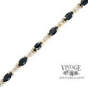 10 karat yellow gold sapphire and diamond link bracelet
