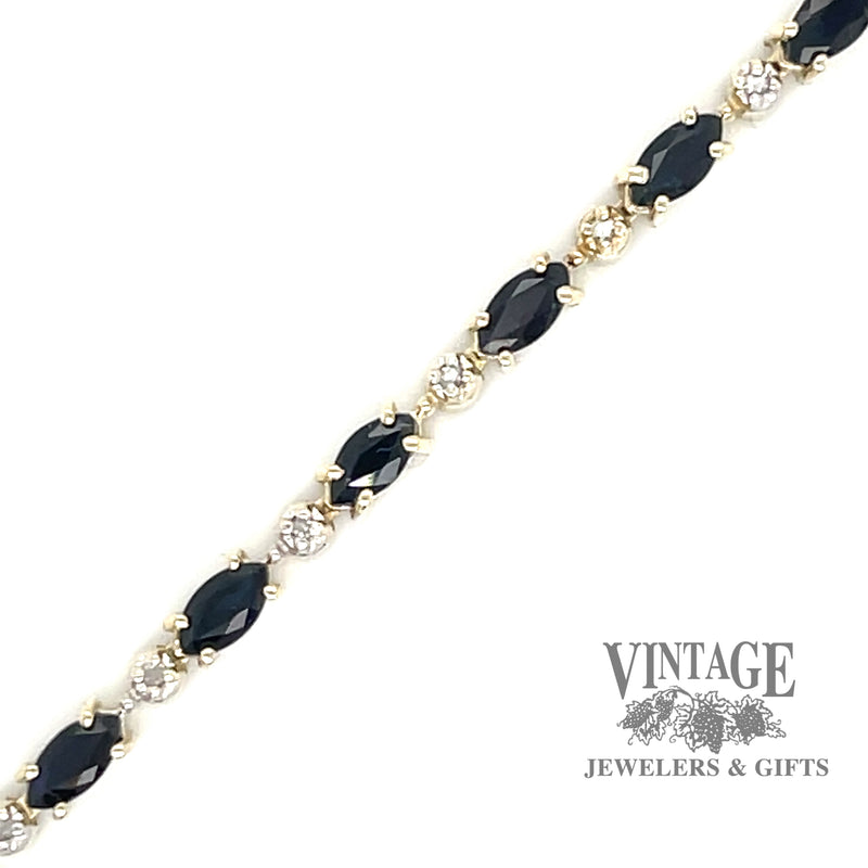 10 karat yellow gold sapphire and diamond link bracelet