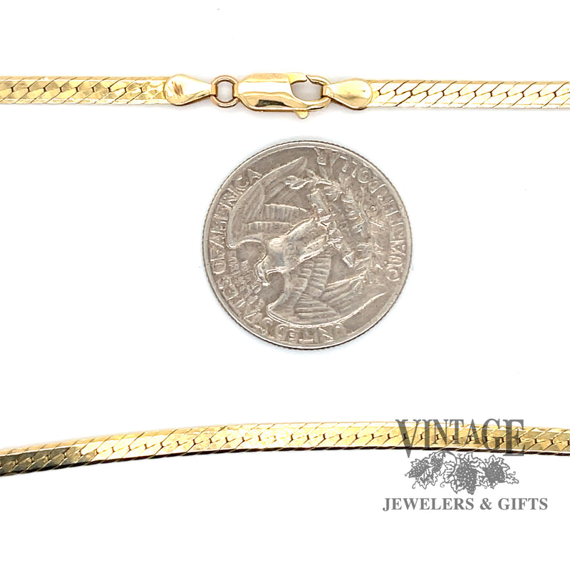 18”, 3.5mm wide 14ky gold herringbone chain