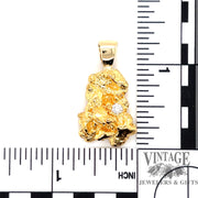 Cast nugget 22ky gold and diamond pendant scale