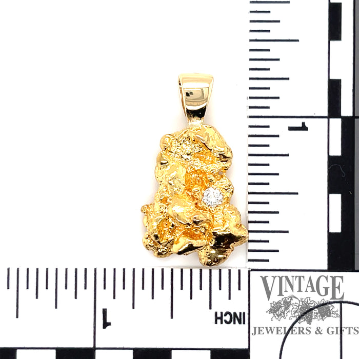 Cast nugget 22ky gold and diamond pendant scale