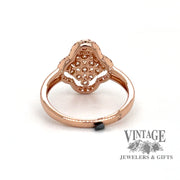 18 karat rose gold .75 ct. total weight diamond cluster ring, rear view