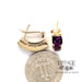 14 karat yellow gold square cut Amethyst channel set earrings, with quarter for size reference